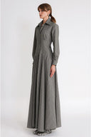 Gray Long shirt dress with corset-style detailing 94788