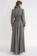 Gray Long shirt dress with corset-style detailing 94788