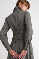 Gray Long shirt dress with corset-style detailing 94788