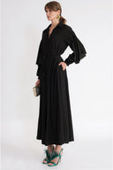 Black Valon detailed loose-fitting belted shirt dress 94795