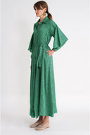 Green Valon detailed loose-fitting belted shirt dress 94795
