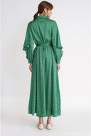Green Valon detailed loose-fitting belted shirt dress 94795