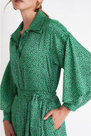 Green Valon detailed loose-fitting belted shirt dress 94795