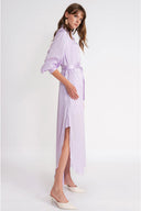 Lilac Loose-fitting long shirt dress 94796
