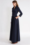 Navy Blue Long dress with corset detail 94798