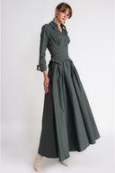 Green Long dress with corset detail 94798
