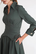 Green Long dress with corset detail 94798