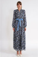 Patterned Loose-fitting pleated long shirt dress 94802