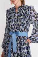 Patterned Loose-fitting pleated long shirt dress 94802