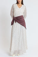 Spotted V neck wide cut long dress 94812