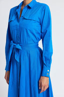Blue Wide cut long shirt dress 94817