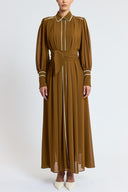 Cinnamon Belted long shirt dress with piping detail 94818