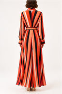 Striped Belted double-breasted dress with big pockets 94835