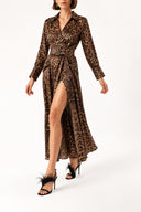 Pars Belted double-breasted dress with big pockets 94835
