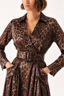 Pars Belted double-breasted dress with big pockets 94835