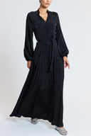 Black Long dress with button and belt detail 94851