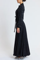 Black Long dress with button and belt detail 94851