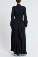 Black Long dress with button and belt detail 94851