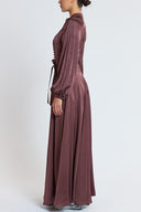 Brown Long dress with button and belt detail 94851