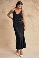 Black V-Neck Strappy Midi Dress 94852