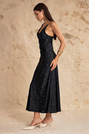 Black V-Neck Strappy Midi Dress 94852