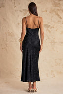 Black V-Neck Strappy Midi Dress 94852