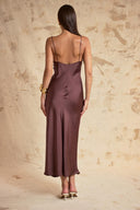 Brown V-Neck Strappy Midi Dress 94852