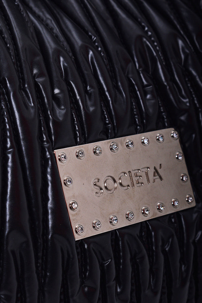 Black Quilted bag with accessory detail 23018