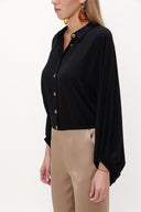 Black Balloon sleeve flowing suit 12229