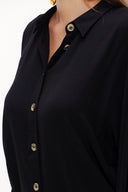 Black Balloon sleeve flowing suit 12229