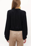 Black Balloon sleeve flowing suit 12229