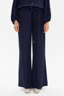 Navy Blue Balloon sleeve flowing suit 12229