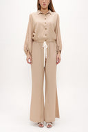 Beige Balloon sleeve flowing suit 12229