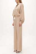Beige Balloon sleeve flowing suit 12229