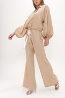 Beige Balloon sleeve flowing suit 12229