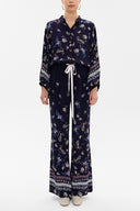 Patterned Balloon sleeve flowing suit 12229