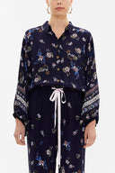 Patterned Balloon sleeve flowing suit 12229