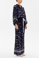 Patterned Balloon sleeve flowing suit 12229