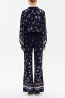 Patterned Balloon sleeve flowing suit 12229