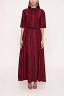 Red Turtleneck blouse and skirt double suit 12276