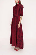 Red Turtleneck blouse and skirt double suit 12276