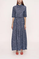 Patterned Turtleneck blouse and skirt double suit 12276