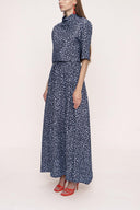 Patterned Turtleneck blouse and skirt double suit 12276