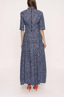 Patterned Turtleneck blouse and skirt double suit 12276