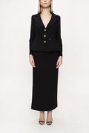 Black Double suit with long skirt and blazer jacket 12281
