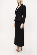 Black Double suit with long skirt and blazer jacket 12281