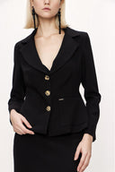 Black Double suit with long skirt and blazer jacket 12281