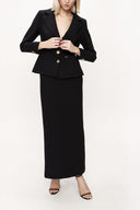 Black Double suit with long skirt and blazer jacket 12281