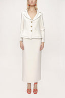 White Double suit with long skirt and blazer jacket 12281