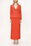Red Double suit with long skirt and blazer jacket 12281